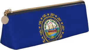 New Hampshire State Flag Print Pencil Case Small Makeup Pouch Easy Storage Bag Office And Travel For Women Men
