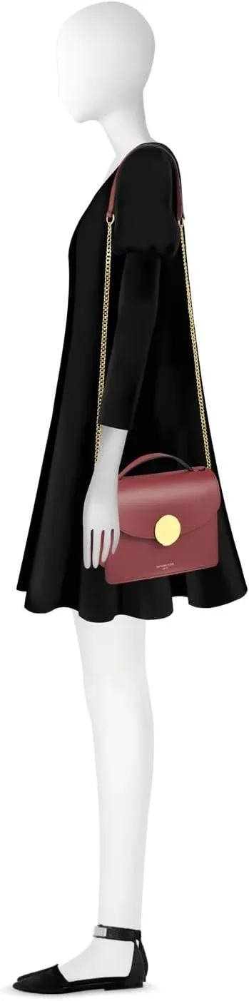 New Ondina Top Handle Shoulder Bag, Calf Leather, Gold Hardware, 8.5 x 6.3 x 3.5 inches