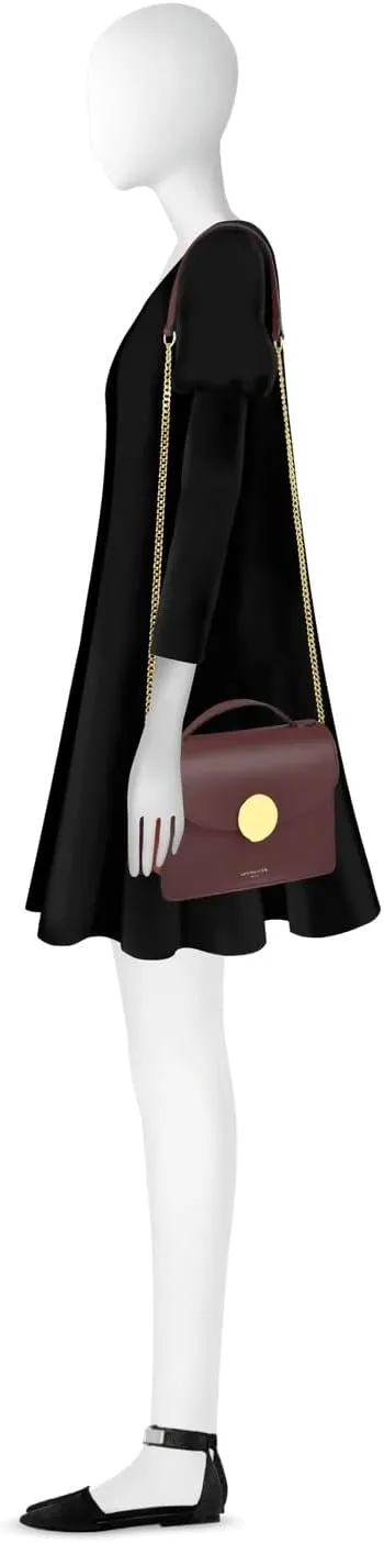New Ondina Top Handle Shoulder Bag, Calf Leather, Gold Hardware, 8.5 x 6.3 x 3.5 inches