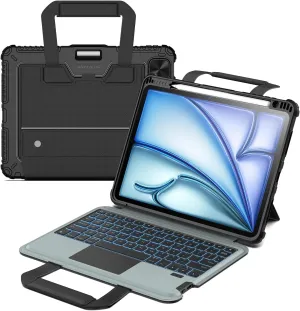 Nillkin Carry Go Keyboard Case for iPad Air 11-inch (M3/M2)& Air 5th/4th Generation with Handle, iPad Pro 11(1st/2nd/3rd/4th Gen) Rugged Case with Detachable Keyboard, Trackpad, 7-Color Backlit, Black