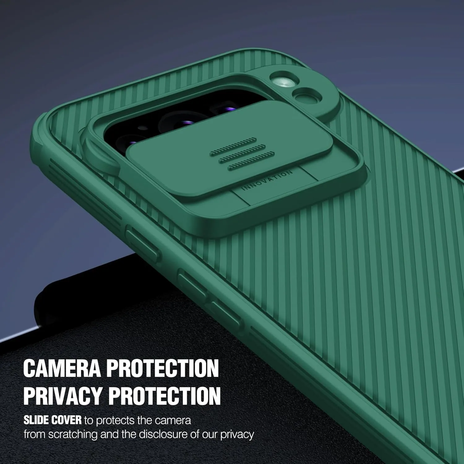 Nillkin Designed for Google Pixel 9 Pro XL Case with Slide Camera Cover, [Anti-Scratch] Hard PC & TPU Slim Shockproof Protective Phone Case for Google Pixel 9 Pro XL 6.10'' Green