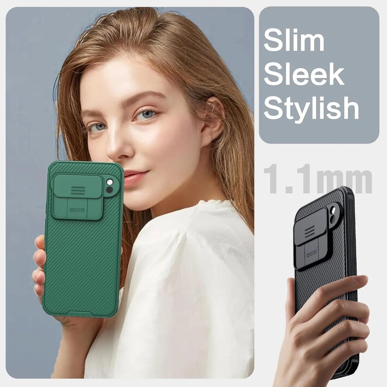 Nillkin Designed for Google Pixel 9 Pro XL Case with Slide Camera Cover, [Anti-Scratch] Hard PC & TPU Slim Shockproof Protective Phone Case for Google Pixel 9 Pro XL 6.10'' Green
