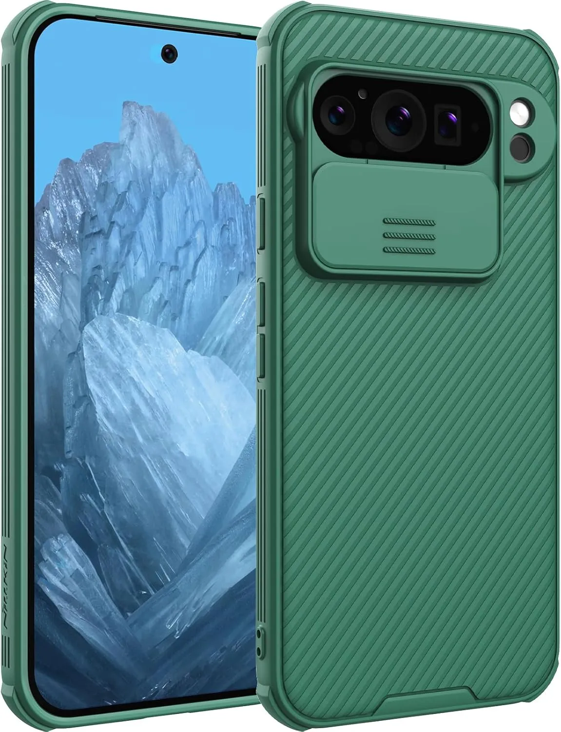Nillkin Designed for Google Pixel 9 Pro XL Case with Slide Camera Cover, [Anti-Scratch] Hard PC & TPU Slim Shockproof Protective Phone Case for Google Pixel 9 Pro XL 6.10'' Green