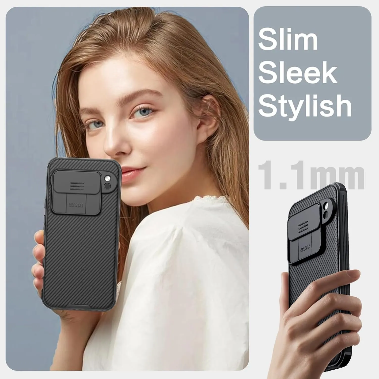 Nillkin Designed for Google Pixel 9 Pro XL Case with Slide Camera Cover, [Anti-Scratch] Hard PC & TPU Slim Shockproof Protective Phone Case for Google Pixel 9 Pro XL 6.8'' Black