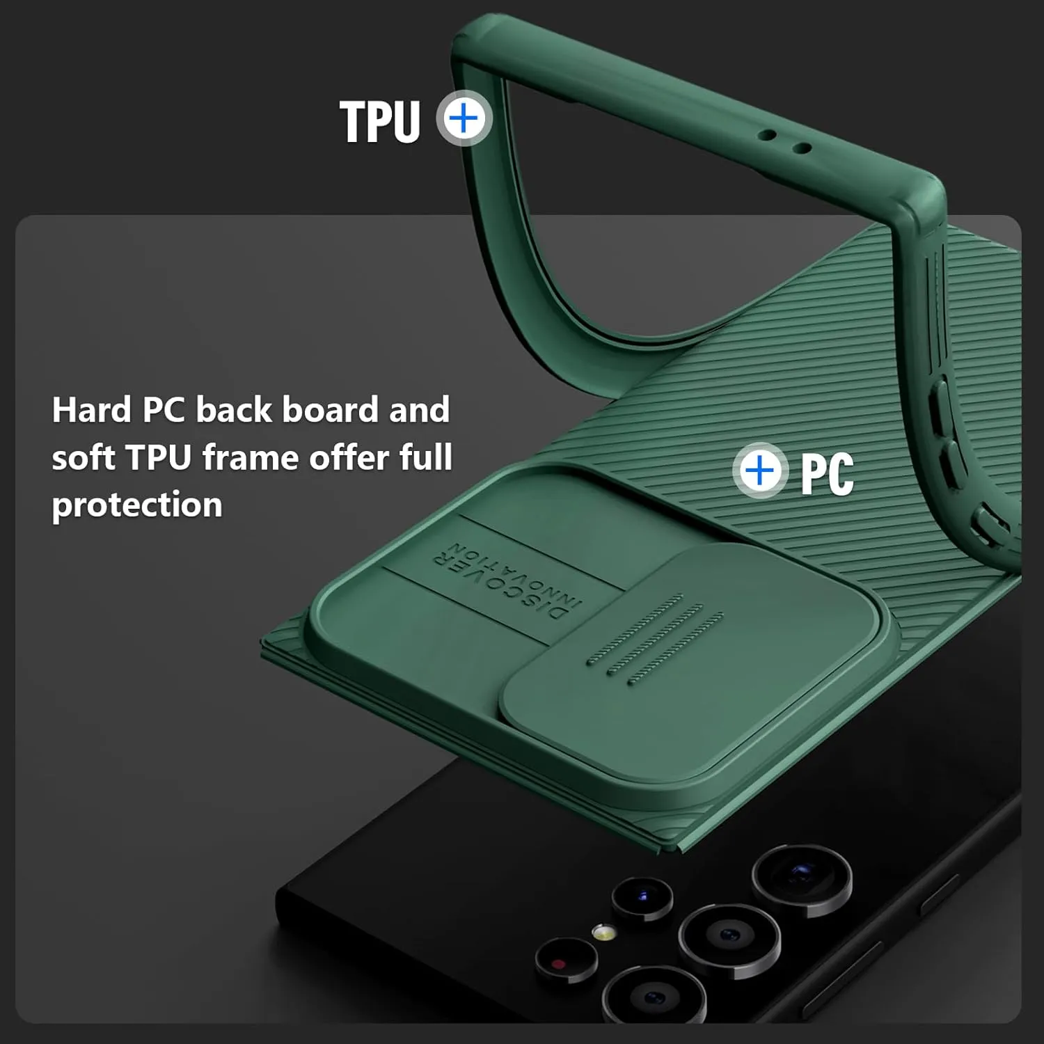 Nillkin for Samsung Galaxy S24 Ultra Case MagSafe with Slide Camera Protector, Rugged Shockproof Non Slip Magnetic Phone Case Full Camera Protection Thin Slim Case for Galaxy S24 Ultra 6.8 Inch, Green