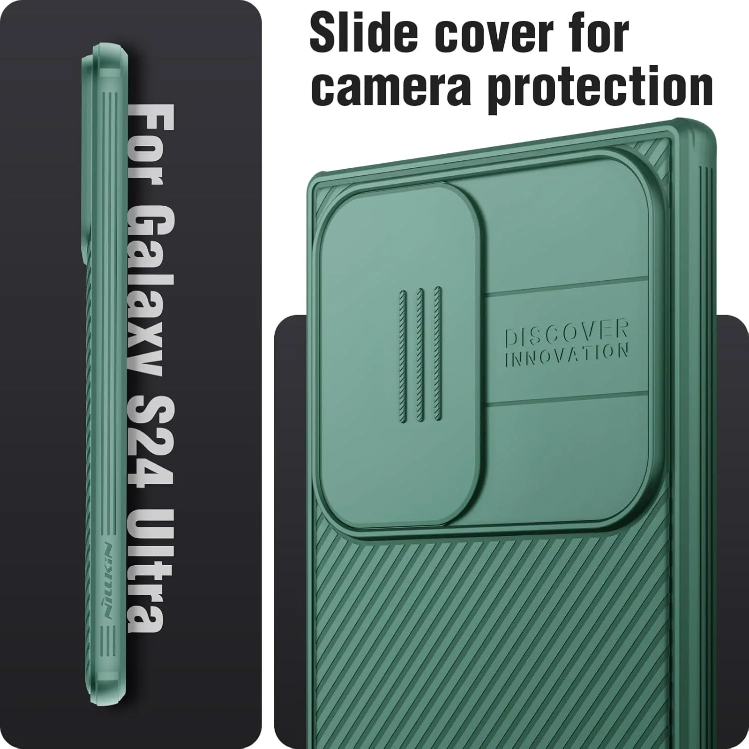 Nillkin for Samsung Galaxy S24 Ultra Case MagSafe with Slide Camera Protector, Rugged Shockproof Non Slip Magnetic Phone Case Full Camera Protection Thin Slim Case for Galaxy S24 Ultra 6.8 Inch, Green