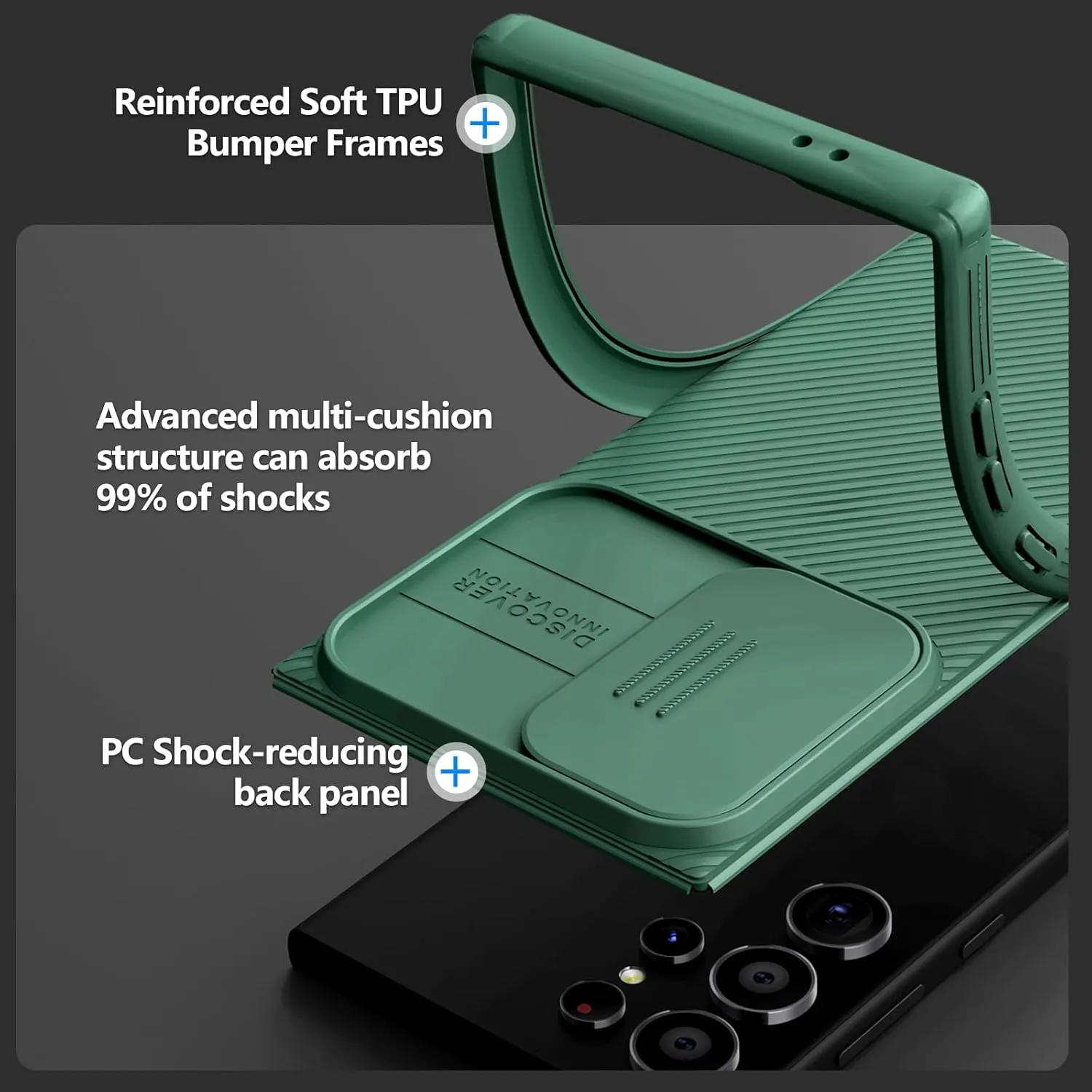 Nillkin for Samsung Galaxy S24 Ultra Case, Slide Camera Cover [Compatible with MagSafe] Military Grade Protection Shockproof Phone Case for Samsung Galaxy S24 Ultra 5G 6.8'' Green