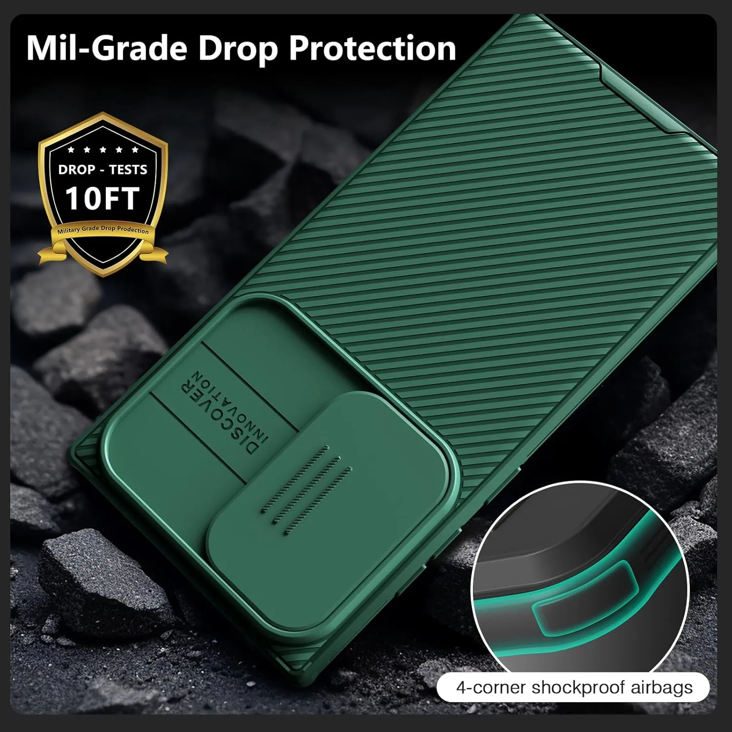 Nillkin for Samsung Galaxy S24 Ultra Case, Slide Camera Cover [Compatible with MagSafe] Military Grade Protection Shockproof Phone Case for Samsung Galaxy S24 Ultra 5G 6.8'' Green