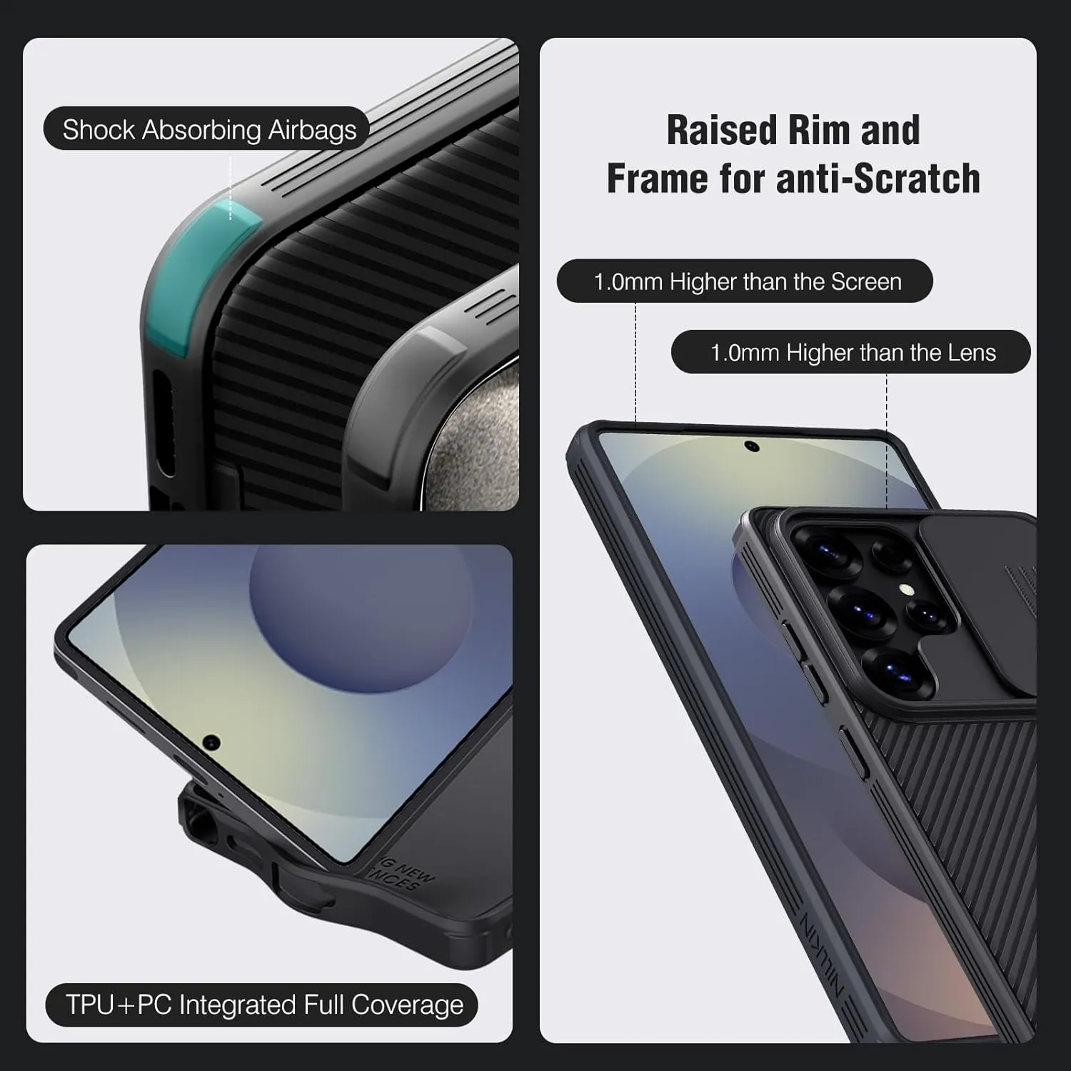 Nillkin for Samsung Galaxy S25 Ultra Magnetic Case with Camera Cover, [Magnet Accessories] Mil-Grade Shockproof Protective Hard Cover Slim Phone Case for Galaxy S25 Ultra Cases 6.9'' Black