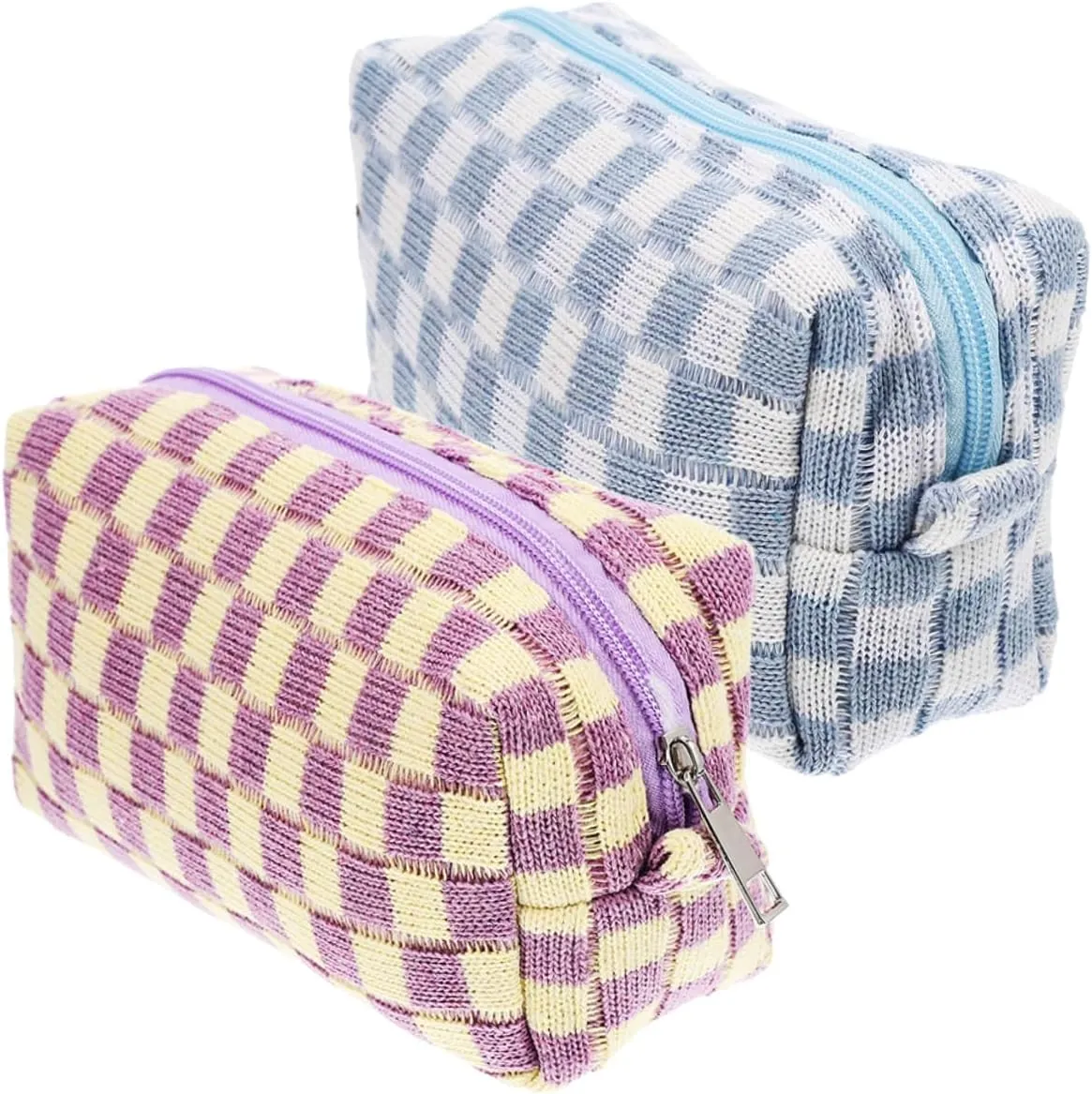 NOLITOY 2pcs Women's Checkered Makeup Bag Travel Toiletry Bag Soft Wool Material Fashionable for Women
