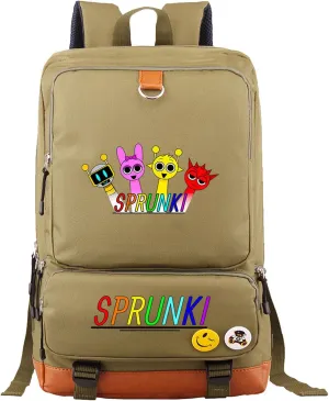 Novelty Sprunki Book Bag Teens Casual Backpack Lightweight Travel Rucksack Large Laptop Bag-Sturdy Canvas Daypack