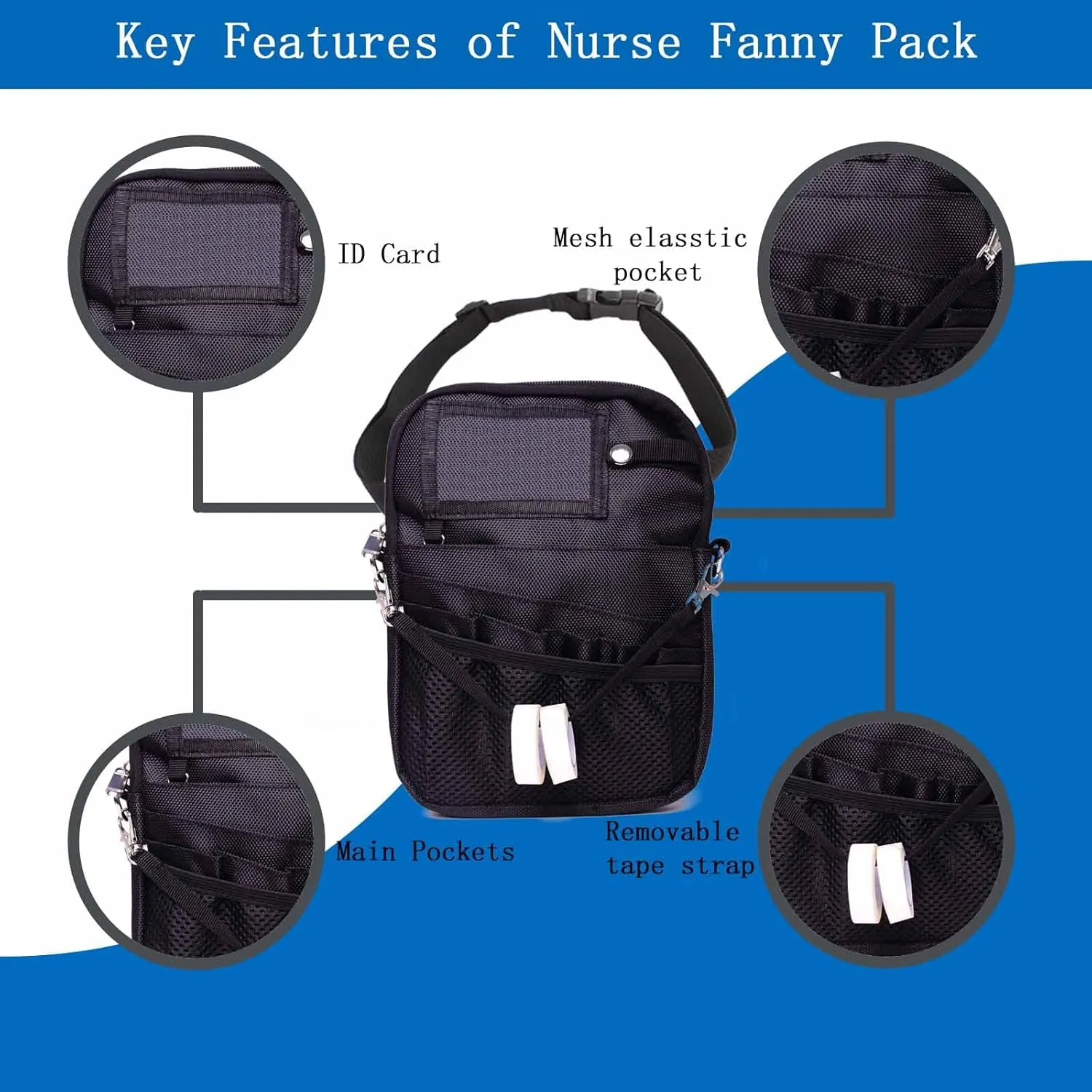 Nurse Fanny Pack, Nurse Fanny pack for Woman Man, Nursing Pouch, Medical Fanny Pack, Teacher Fanny Pack, for RN, VET, Docter（Only Bag)