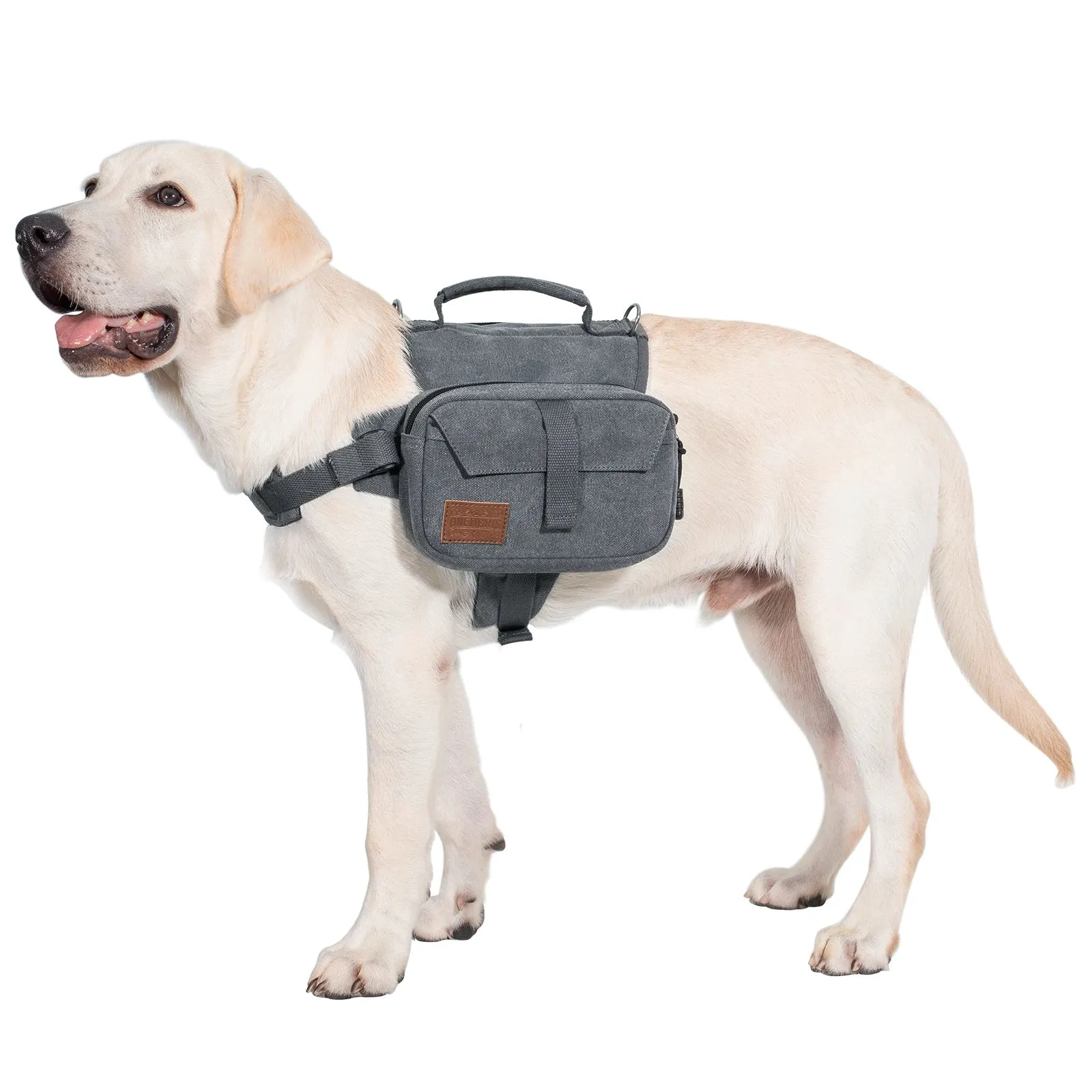 OneTigris Cotton Canvas Dog Pack Hound Travel Camping Hiking Saddle Bag Rucksack Dog Backpack for Medium & Large Dog