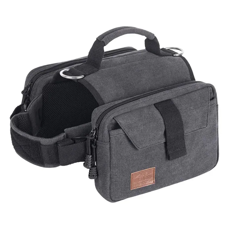 OneTigris Cotton Canvas Dog Pack Hound Travel Camping Hiking Saddle Bag Rucksack Dog Backpack for Medium & Large Dog