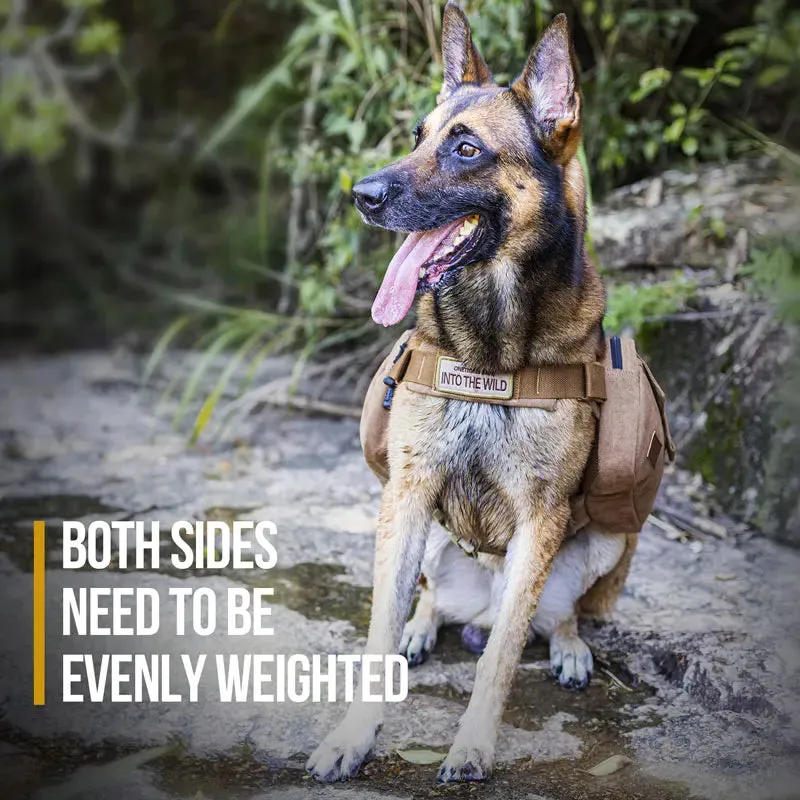 OneTigris Cotton Canvas Dog Pack Hound Travel Camping Hiking Saddle Bag Rucksack Dog Backpack for Medium & Large Dog