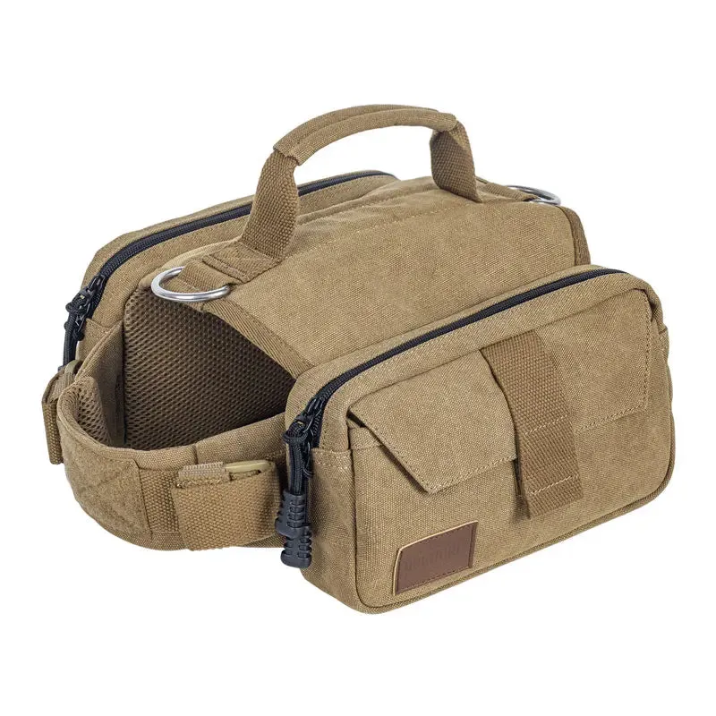 OneTigris Cotton Canvas Dog Pack Hound Travel Camping Hiking Saddle Bag Rucksack Dog Backpack for Medium & Large Dog