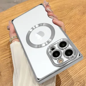 OOK Magnetic Case Made for iPhone 14 Pro Max (6.7 Inch) (Compatible with MagSafe) Soft TPU Clear Phone Cover Anti-Scratch Shockproof Protective Silver Phone Case for Women Men