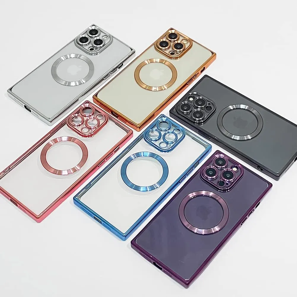 OOK Magnetic Case Made for iPhone 14 Pro Max (6.7 Inch) (Compatible with MagSafe) Soft TPU Clear Phone Cover Anti-Scratch Shockproof Protective Silver Phone Case for Women Men
