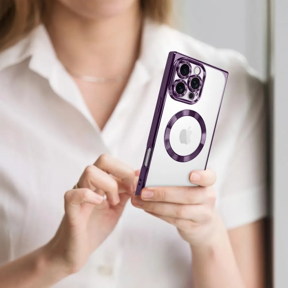 OOK Magnetic Case Made for iPhone 16 Pro (6.3 Inch) (Compatible with MagSafe) Clear Phone Cover with Screen Protector Soft TPU Anti-Scratch Shockproof Protective Case for Women Men - Purple