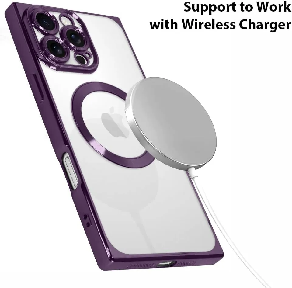 OOK Magnetic Case Made for iPhone 16 Pro (6.3 Inch) (Compatible with MagSafe) Clear Phone Cover with Screen Protector Soft TPU Anti-Scratch Shockproof Protective Case for Women Men - Purple