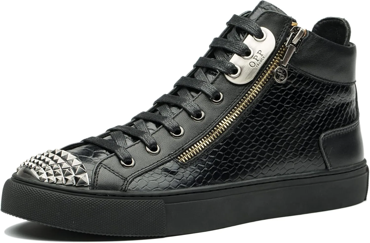 OPP Metallic Fashion Shoes for Men High-top Luxury Casual Lace-Up Leather Sneakers Men Designer