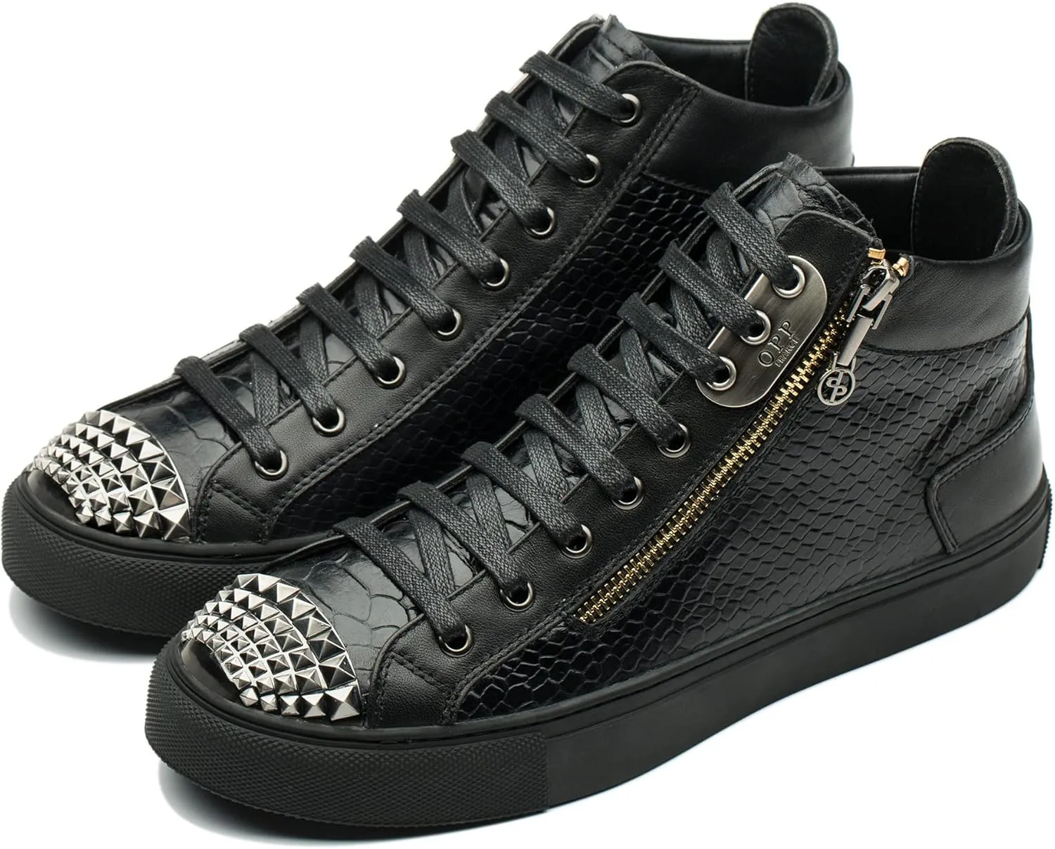 OPP Metallic Fashion Shoes for Men High-top Luxury Casual Lace-Up Leather Sneakers Men Designer