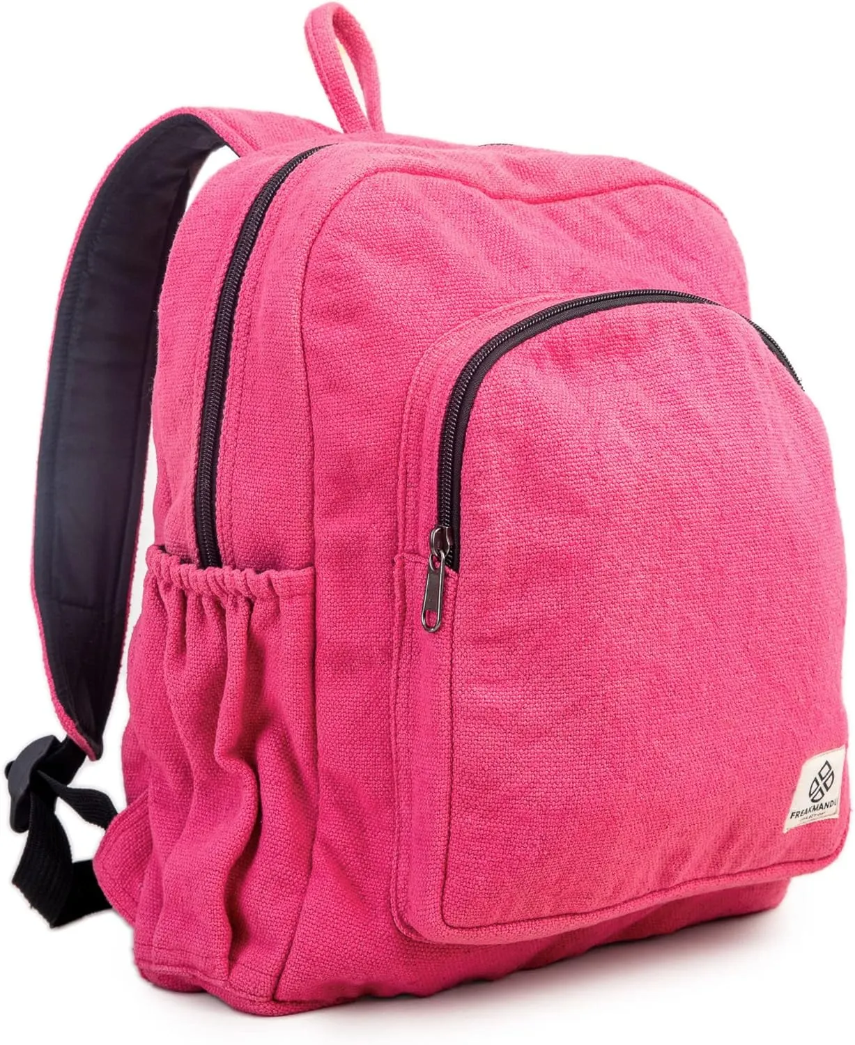 Organic Hemp Backpack Bag - Eco Friendly Durable Rustic Travel Hiking Friendly Lightweight Causal Bag by Freakmandu - Pink