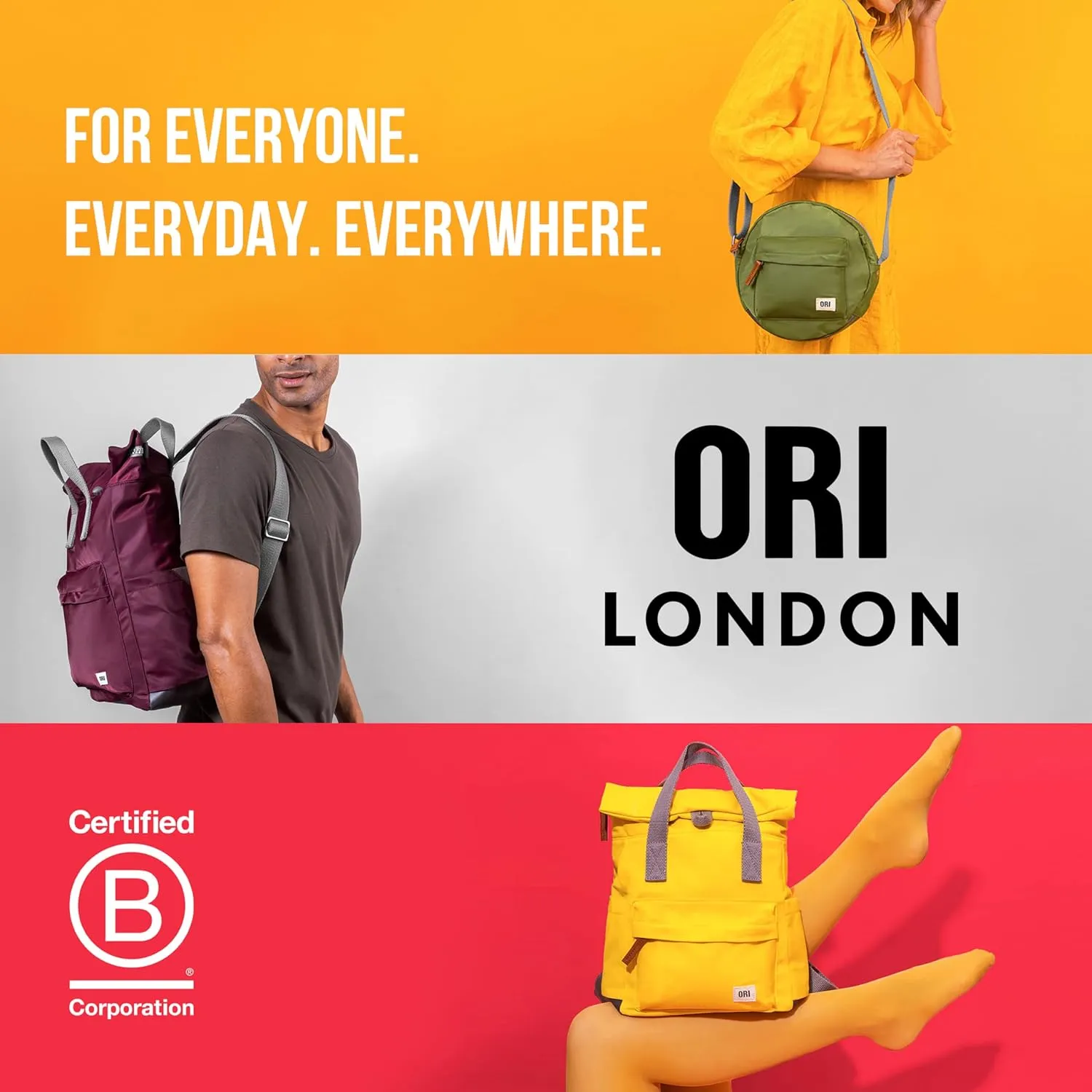 ORI LONDON Small Tote Bag Backpack - Nylon Tote Backpack for Women & Men - Wide Mouth, Chunky Zippers - The Bantry, Mellow Camo