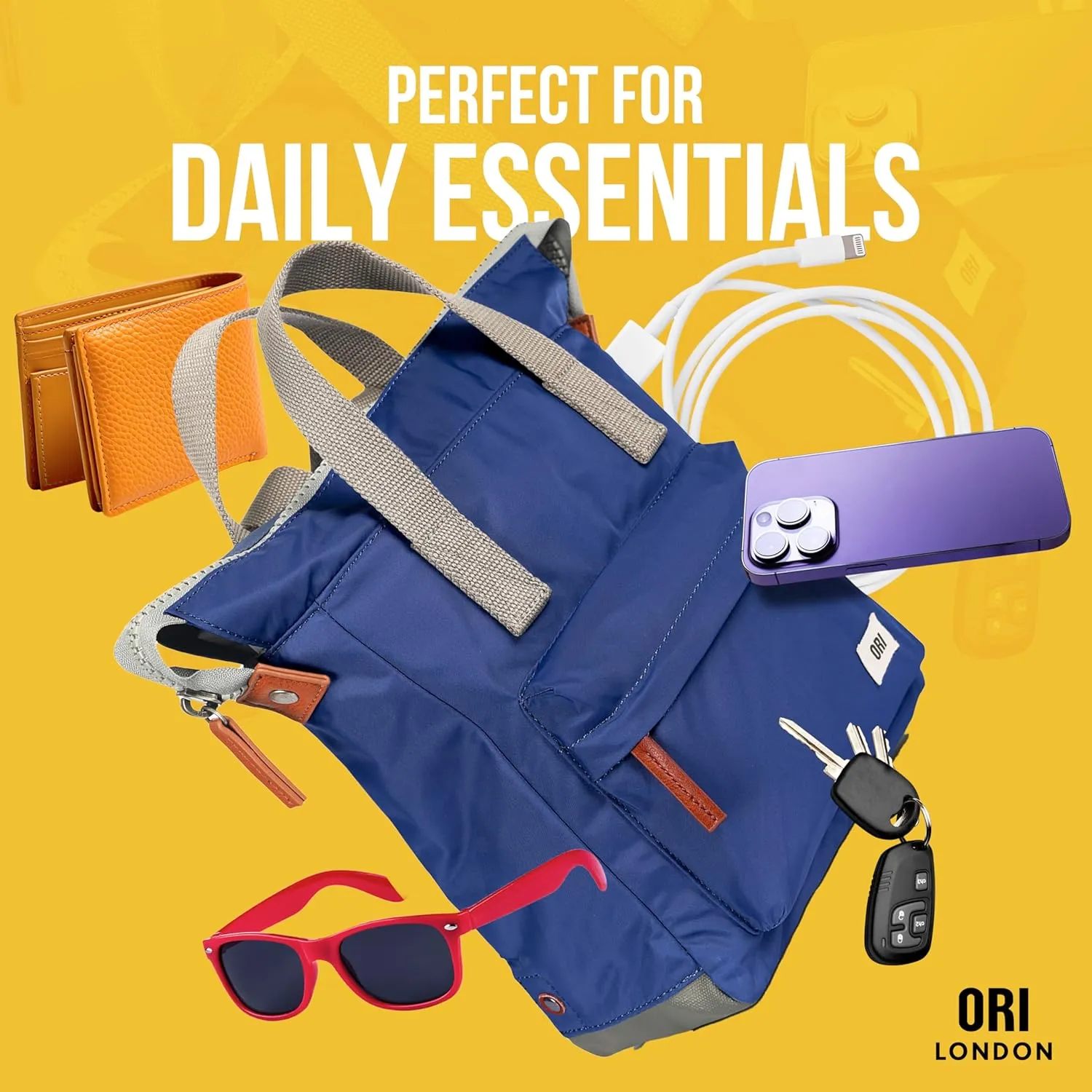 ORI LONDON Small Tote Bag Backpack - Nylon Tote Backpack for Women & Men - Wide Mouth, Chunky Zippers - The Bantry, Mellow Camo