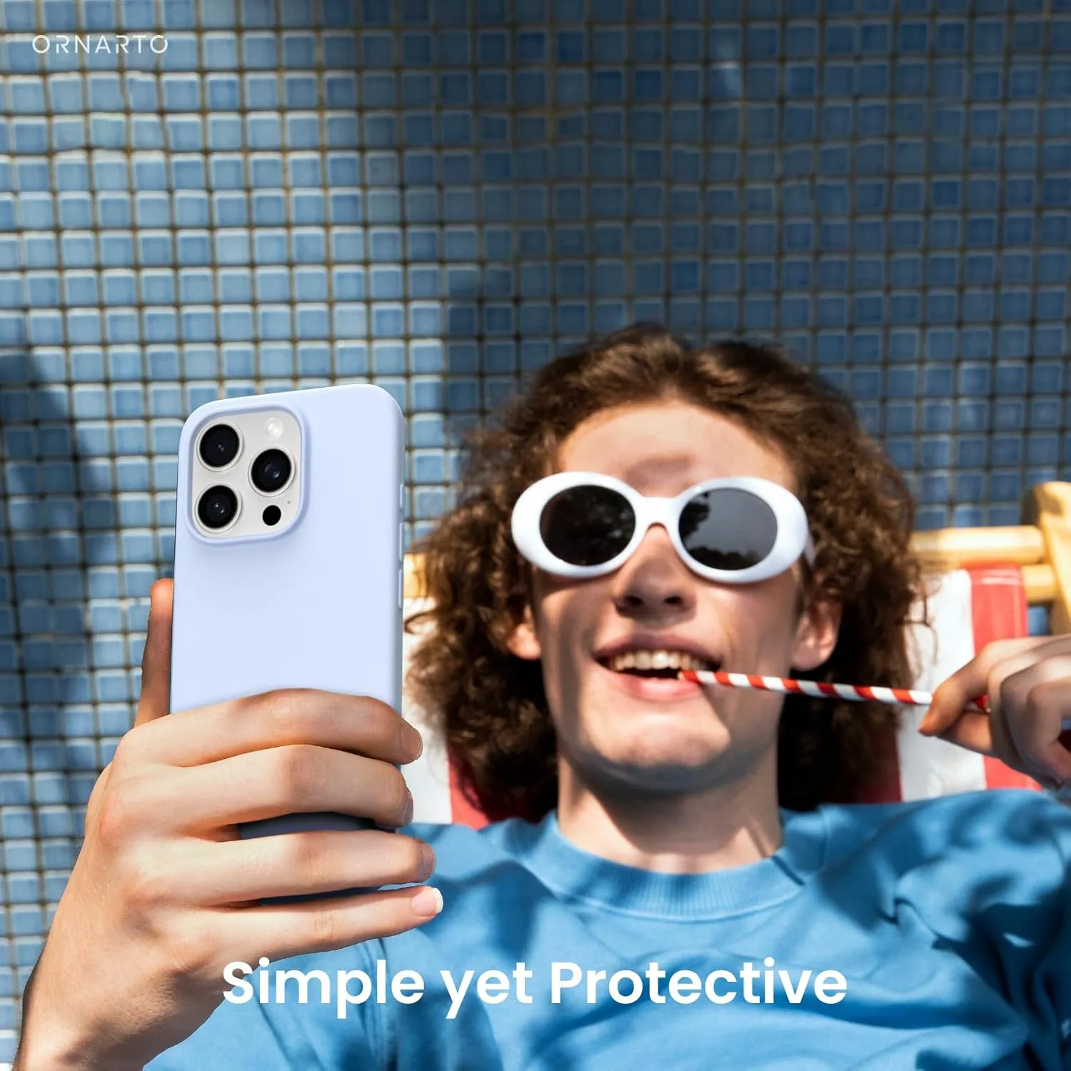 ORNARTO Compatible with iPhone 16 Pro Case 6.3", Slim Liquid Silicone 3 Layers Soft Gel Rubber Shockproof Protective Case with Anti-Scratch Microfiber Lining-Baby Blue