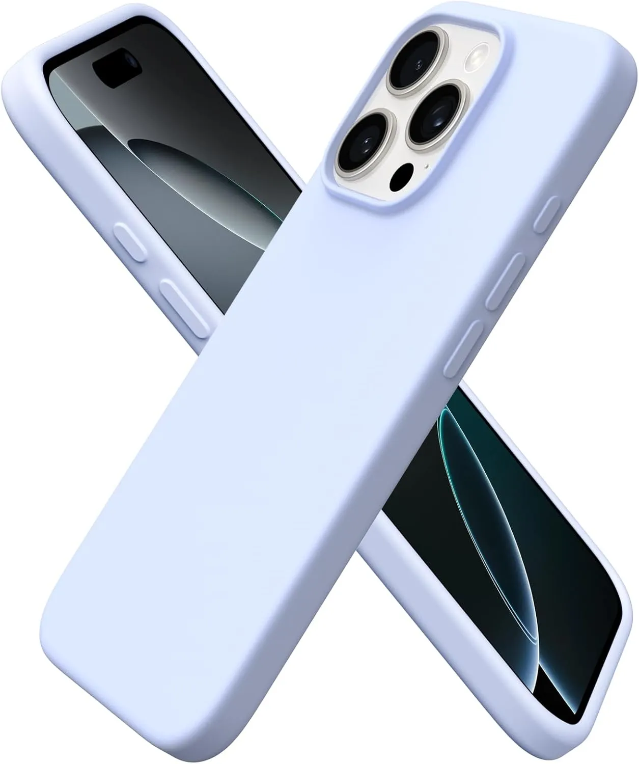 ORNARTO Compatible with iPhone 16 Pro Case 6.3", Slim Liquid Silicone 3 Layers Soft Gel Rubber Shockproof Protective Case with Anti-Scratch Microfiber Lining-Baby Blue