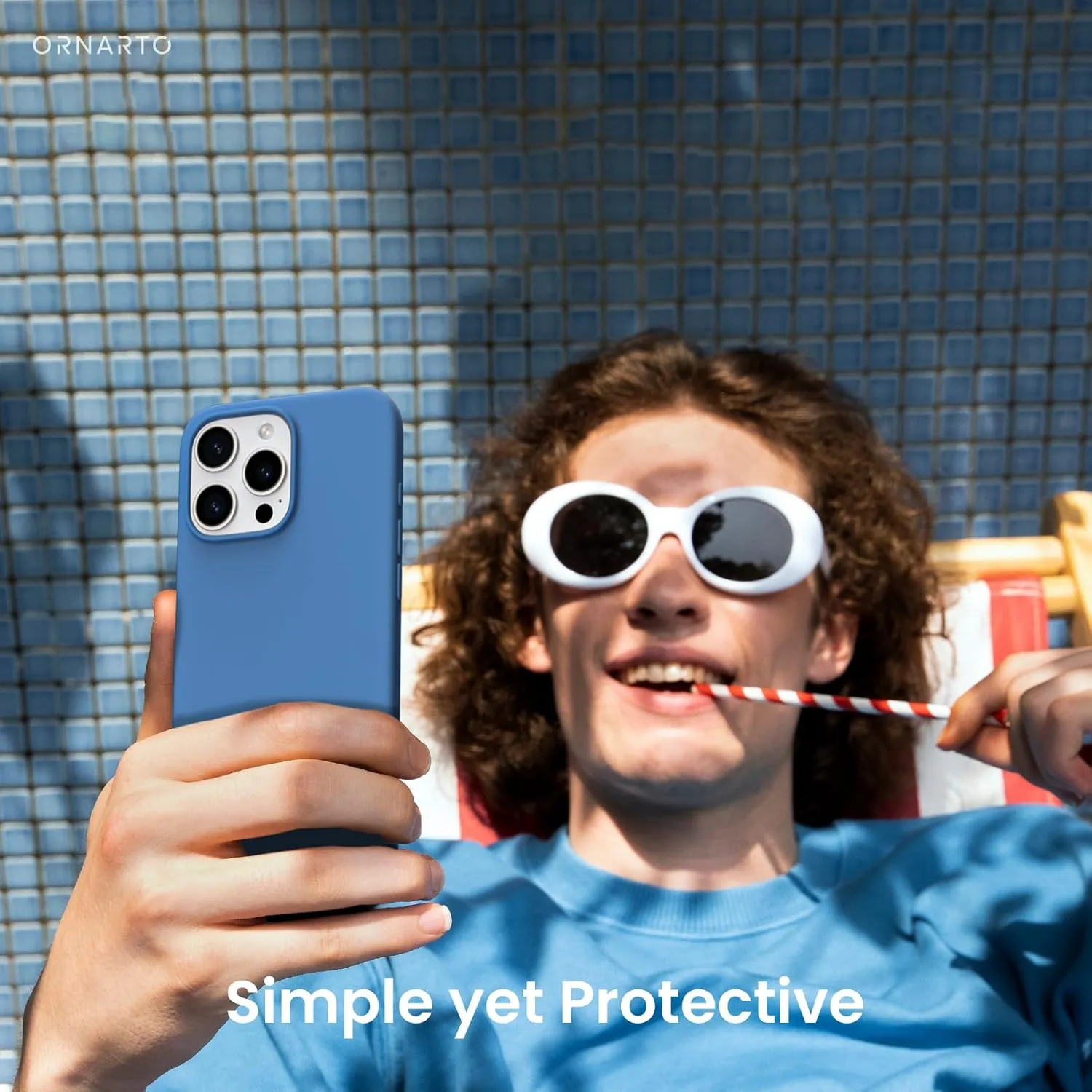 ORNARTO Compatible with iPhone 16 Pro Max Case 6.9", Slim Liquid Silicone 3 Layers Soft Gel Rubber Shockproof Protective Case with Anti-Scratch Microfiber Lining-Blue