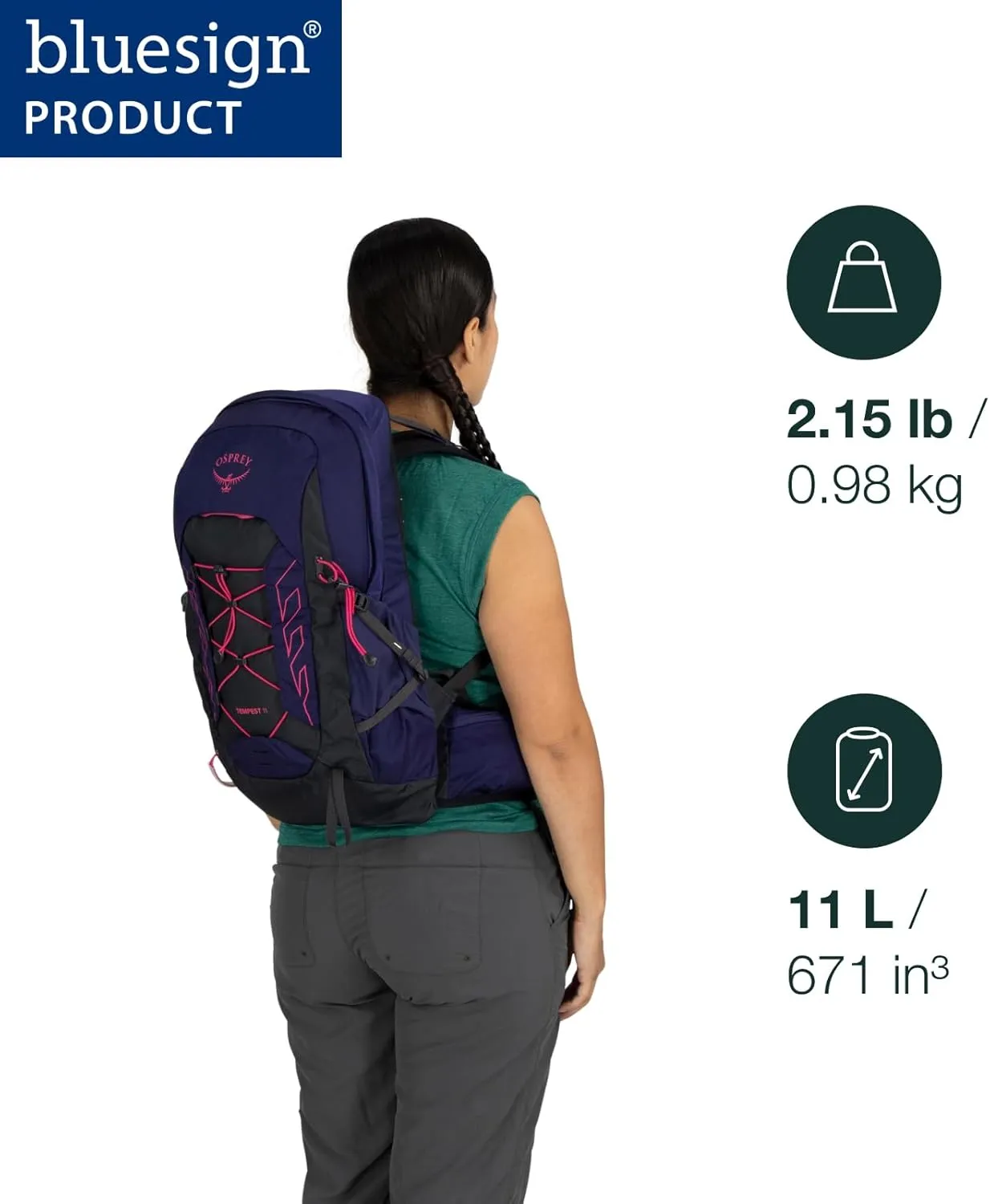 Osprey Tempest 11L Women's Lightweight Hiking Backpack with Hipbelt, Black/Coal Grey