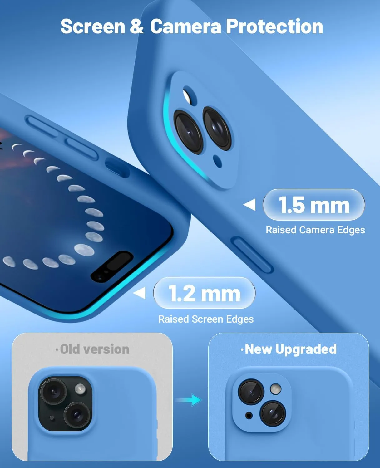 OTOFLY Compatible with iPhone 15 Case, Compatible with MagSafe, Military-Grade Protection, 2 Pack Screen Protectors, Silicone Shockproof Magnetic Phone Case, Blue