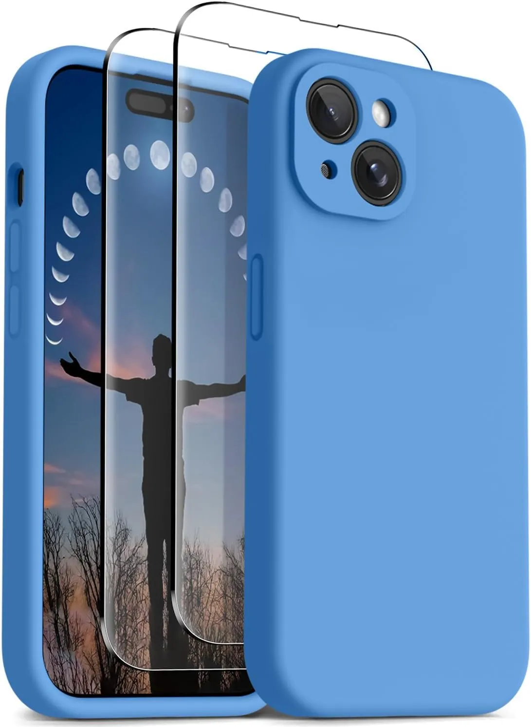 OTOFLY Compatible with iPhone 15 Case, Compatible with MagSafe, Military-Grade Protection, 2 Pack Screen Protectors, Silicone Shockproof Magnetic Phone Case, Blue