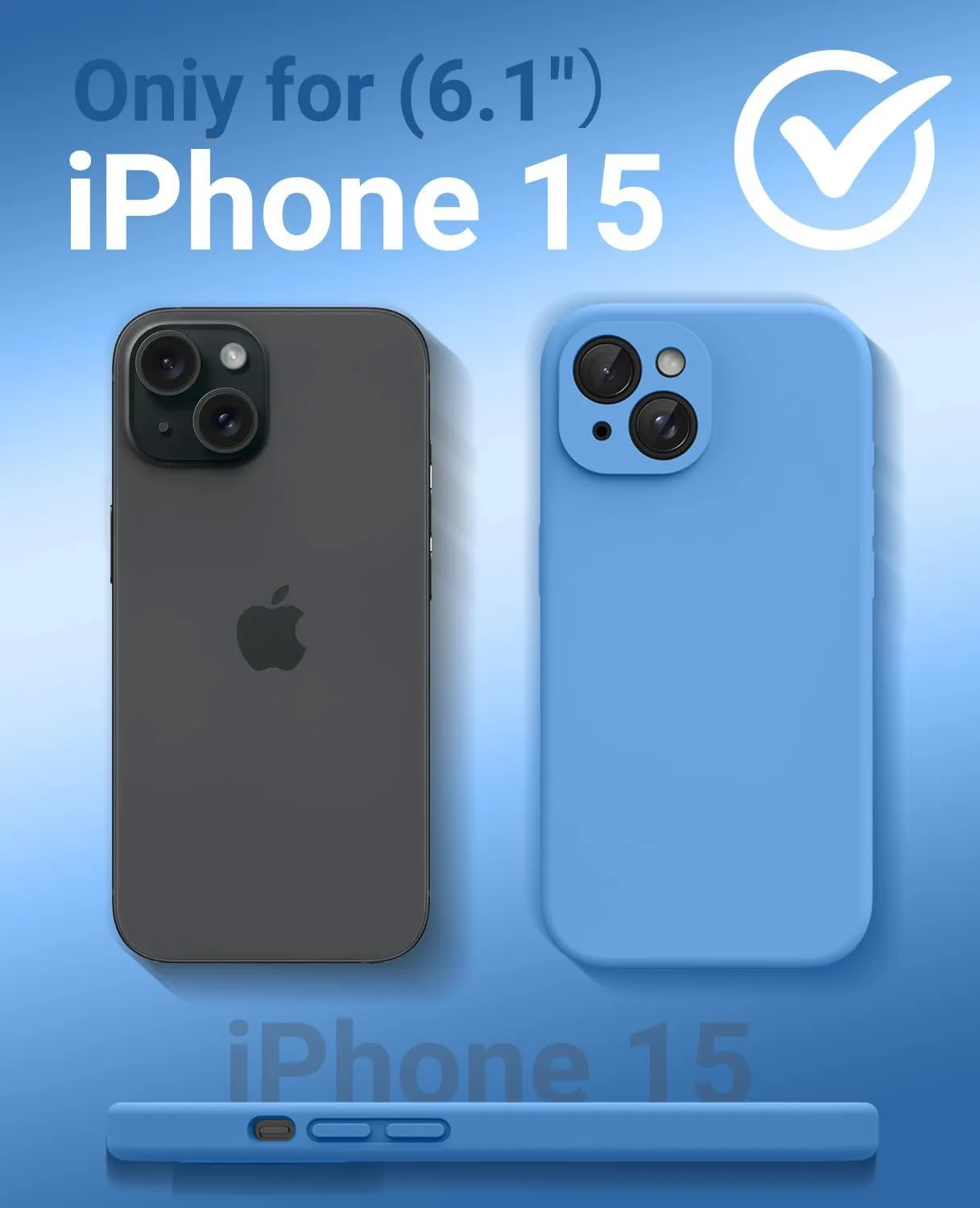 OTOFLY Compatible with iPhone 15 Case, Compatible with MagSafe, Military-Grade Protection, 2 Pack Screen Protectors, Silicone Shockproof Magnetic Phone Case, Blue