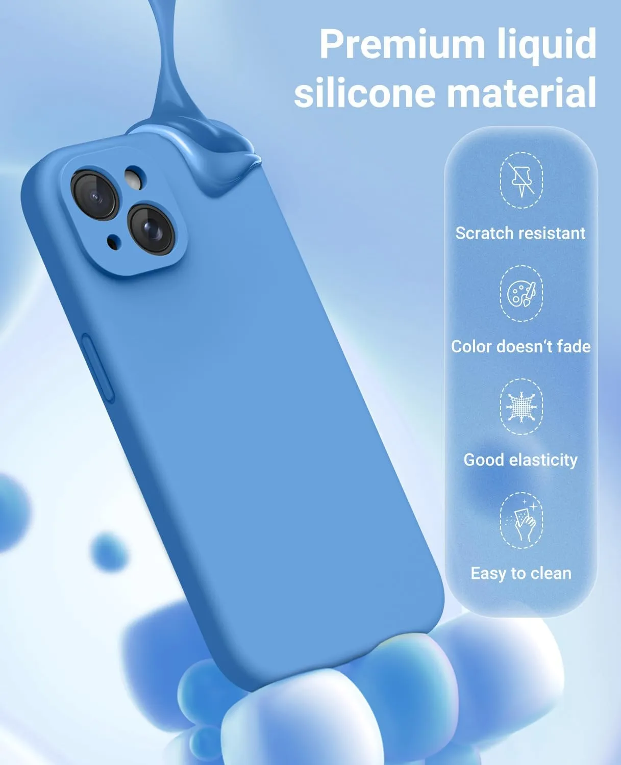 OTOFLY Compatible with iPhone 15 Case, Compatible with MagSafe, Military-Grade Protection, 2 Pack Screen Protectors, Silicone Shockproof Magnetic Phone Case, Blue