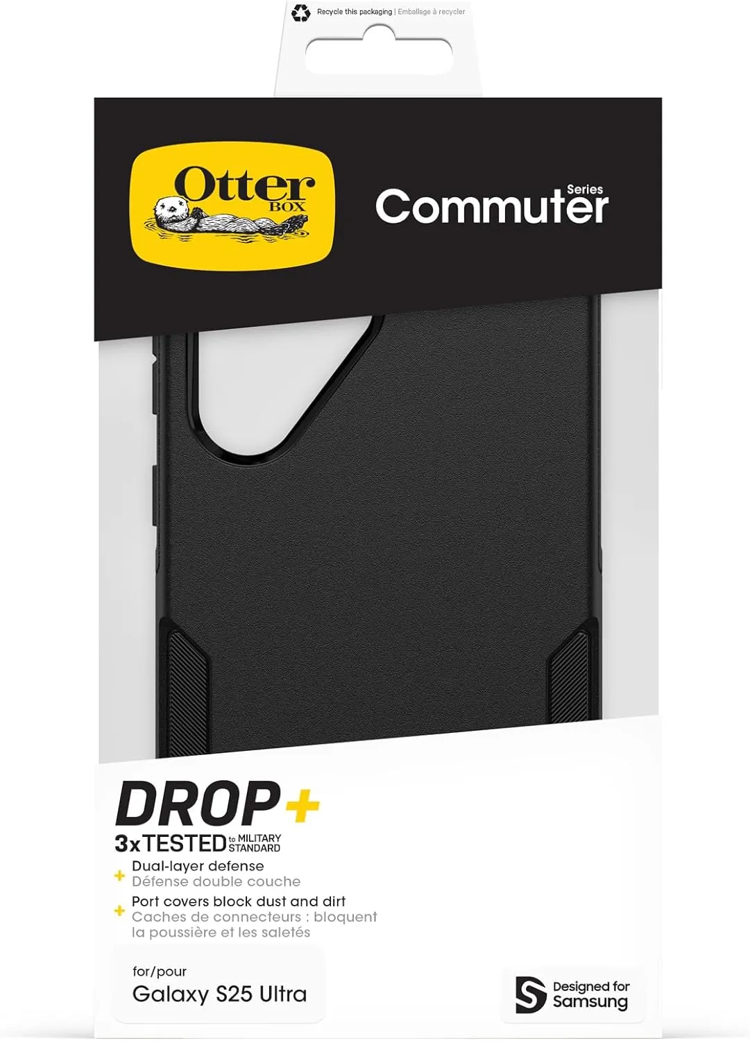 OtterBox Commuter Case for Samsung Galaxy S25 Ultra, Shockproof, Drop Proof, Rugged, Protective Case, 3X Tested to Military Standard, Black