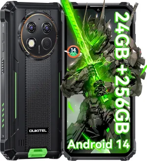 OUKITEL G1 Rugged Smartphone Unlocked - 24 256GB/1TB Android 14 Rugged Cellphones, 6.52” HD Display IP68/IP69K 10600mAh Battery 48MP Rear Camera Waterproof Phone, Fingerprint/Dual Sim/NFC 2025