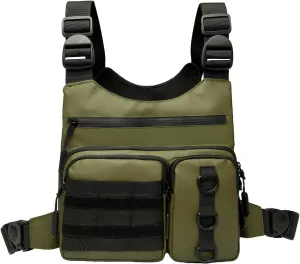 Outdoor Chest Bag for Men, Lightweight Running Vest with Water Bottle Pocket, EDC Chest Pack for Hiking, Cycling