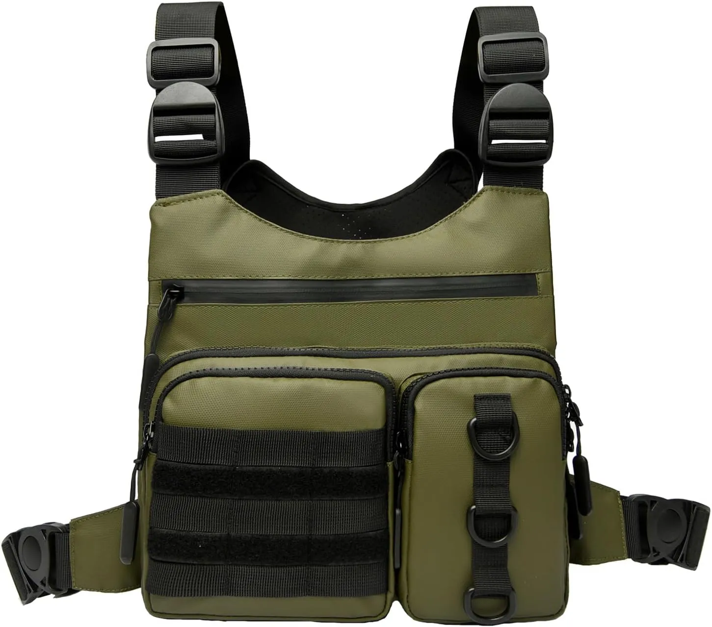 Outdoor Chest Bag for Men, Lightweight Running Vest with Water Bottle Pocket, EDC Chest Pack for Hiking, Cycling