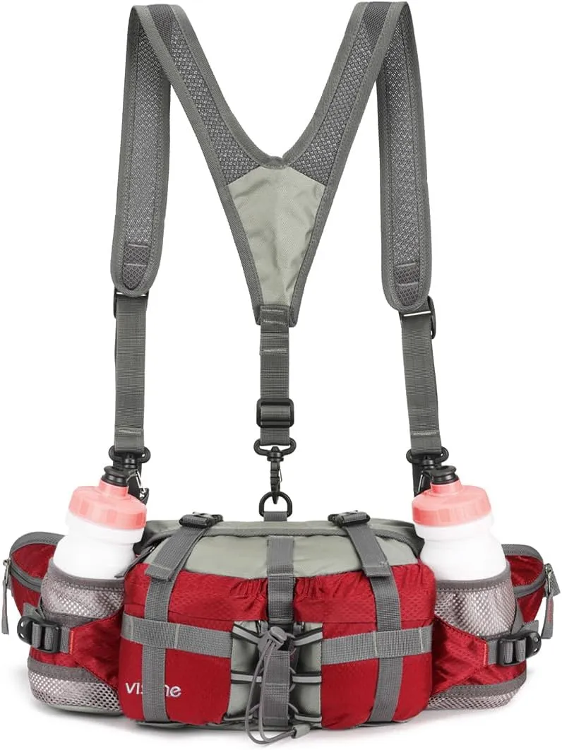 Outdoor Fanny Pack Hiking Fishing Waist bag 2 Water Bottle Holder Lumbar Pack