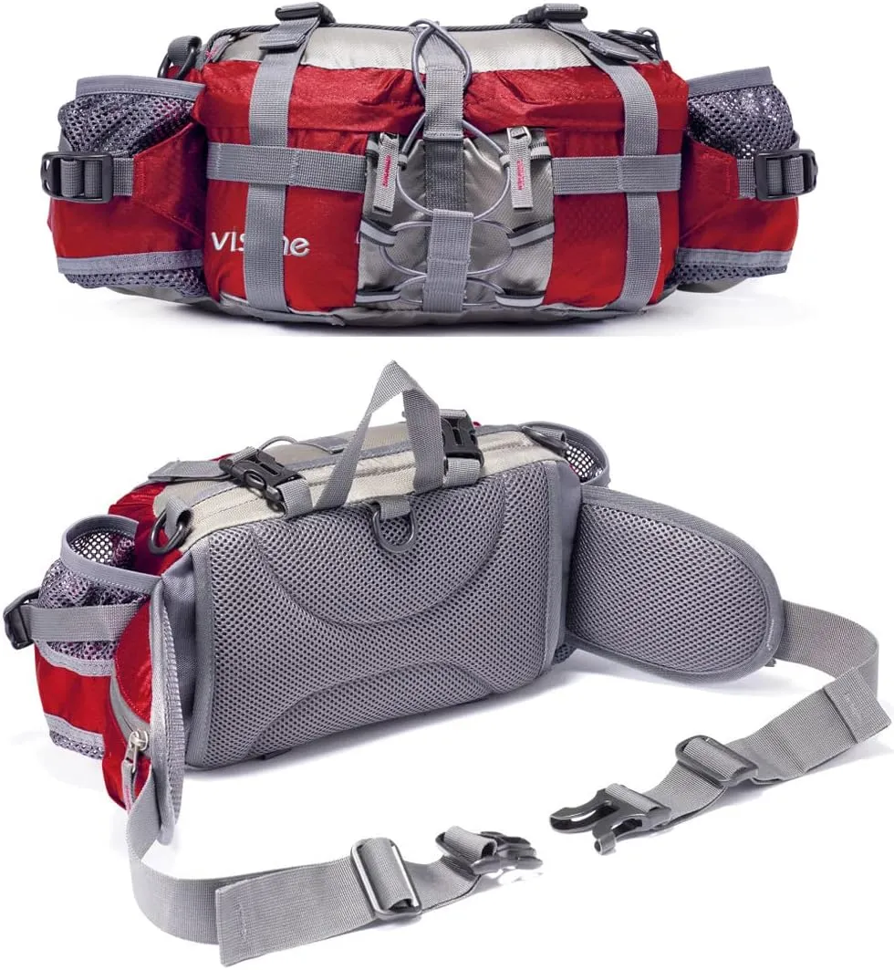 Outdoor Fanny Pack Hiking Fishing Waist bag 2 Water Bottle Holder Lumbar Pack