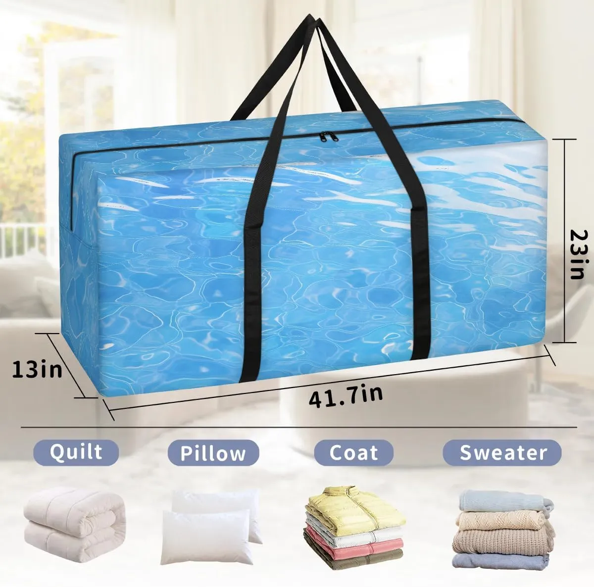 Oversized Moving Bags Abstract Sea Water Waterproof Storage Totes Large Storage Bags for Clothes Packing Bags for Moving Travel & Clothes Storage