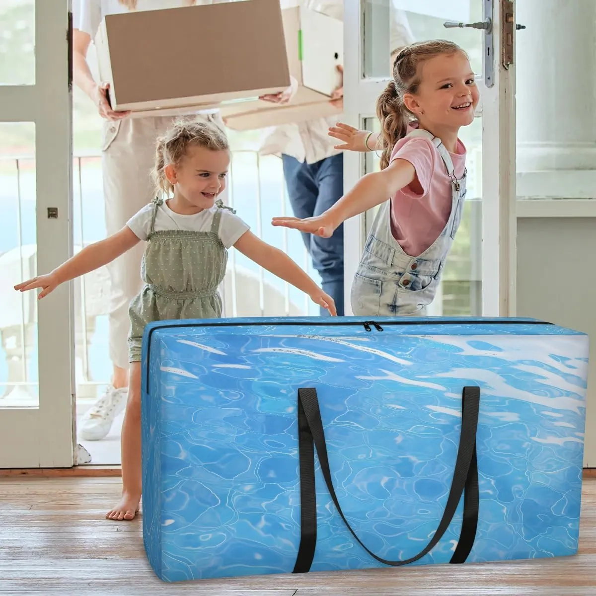 Oversized Moving Bags Abstract Sea Water Waterproof Storage Totes Large Storage Bags for Clothes Packing Bags for Moving Travel & Clothes Storage