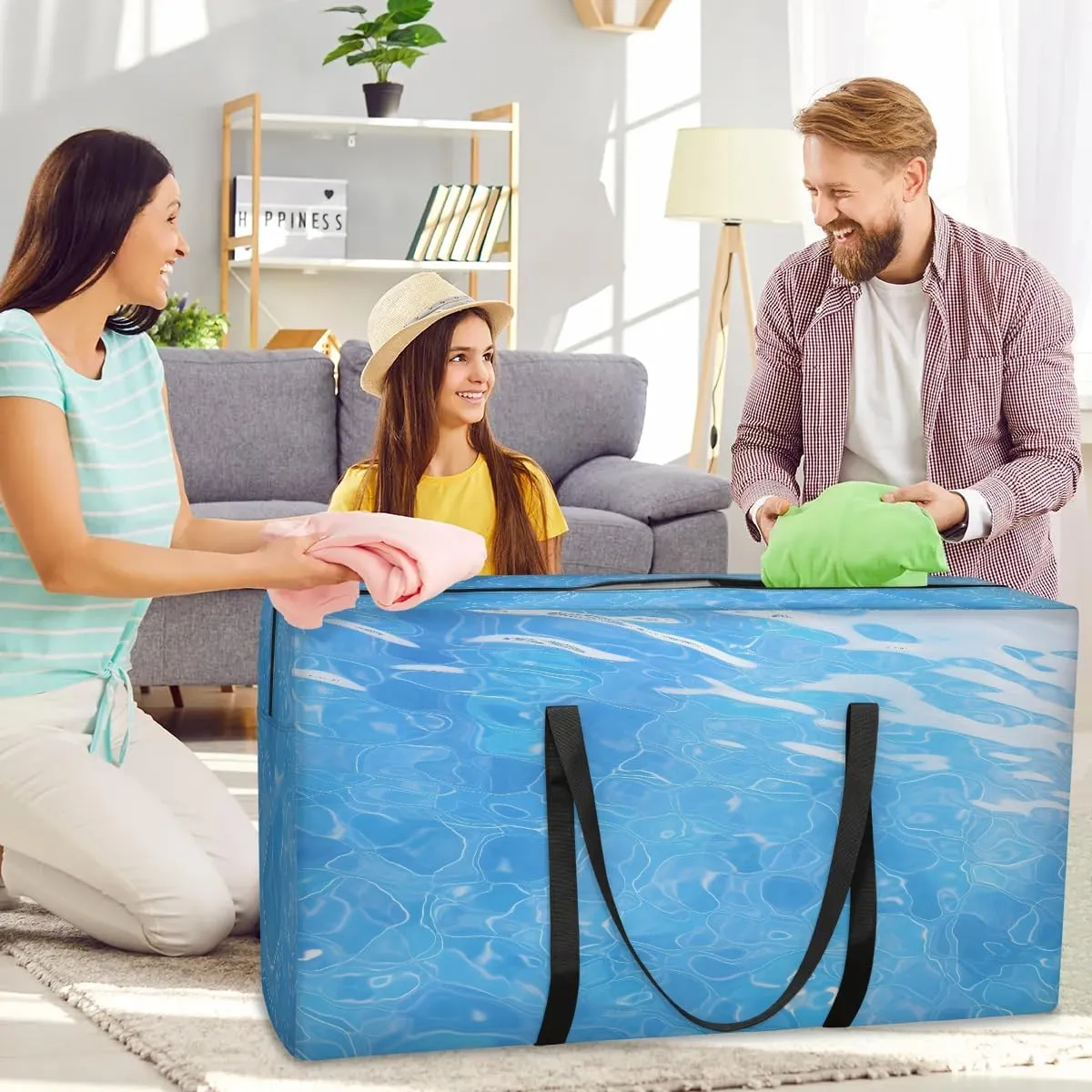 Oversized Moving Bags Abstract Sea Water Waterproof Storage Totes Large Storage Bags for Clothes Packing Bags for Moving Travel & Clothes Storage