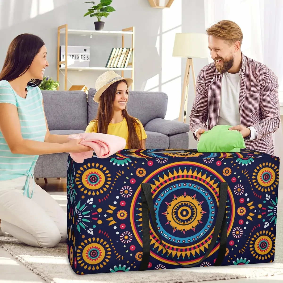 Oversized Moving Bags Boho Mandala Waterproof Storage Totes Large Storage Bags for Clothes Packing Bags for Moving Travel & Clothes Storage