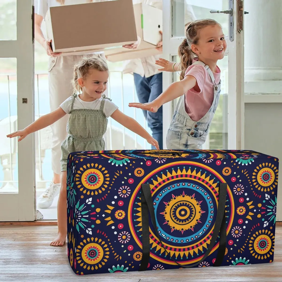 Oversized Moving Bags Boho Mandala Waterproof Storage Totes Large Storage Bags for Clothes Packing Bags for Moving Travel & Clothes Storage