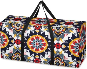 Oversized Moving Bags Ethnic Aztec Floral Waterproof Storage Totes Large Storage Bags for Clothes Packing Bags for Moving Travel & Clothes Storage