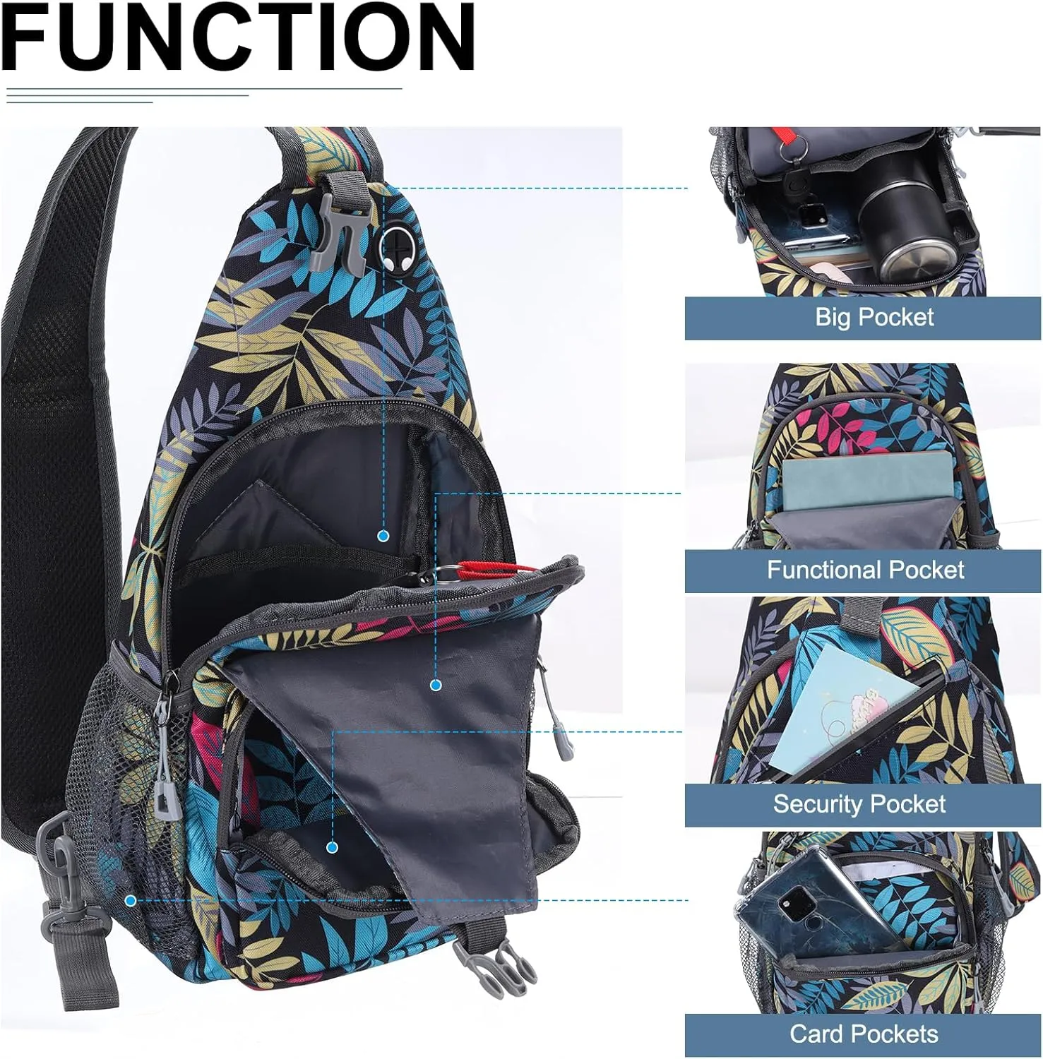 Oxford Small Sling Bag - Crossbody Backpack Casual Packs with Headphone Jack